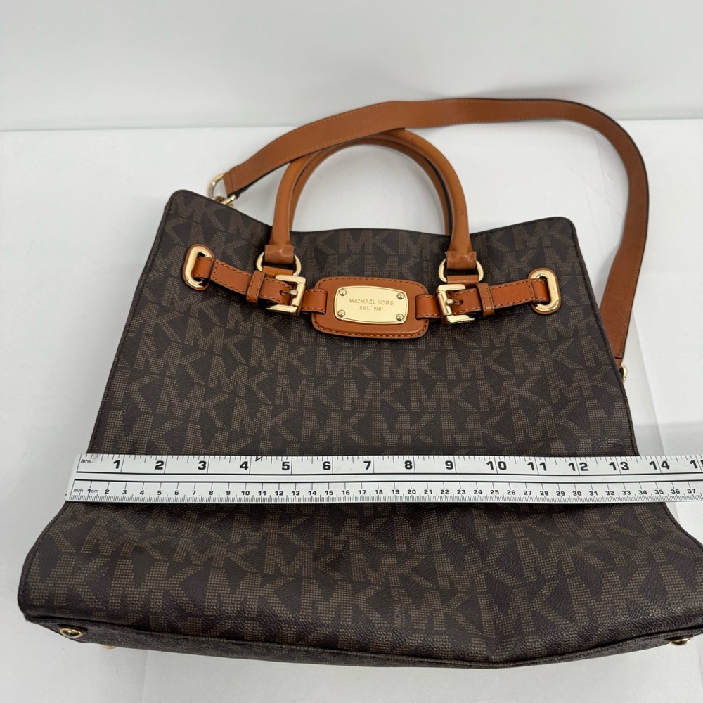 MICHAEL KORS Hamilton Large Shoulder Tote Monogram Brown Bags - Picture 12 of 16